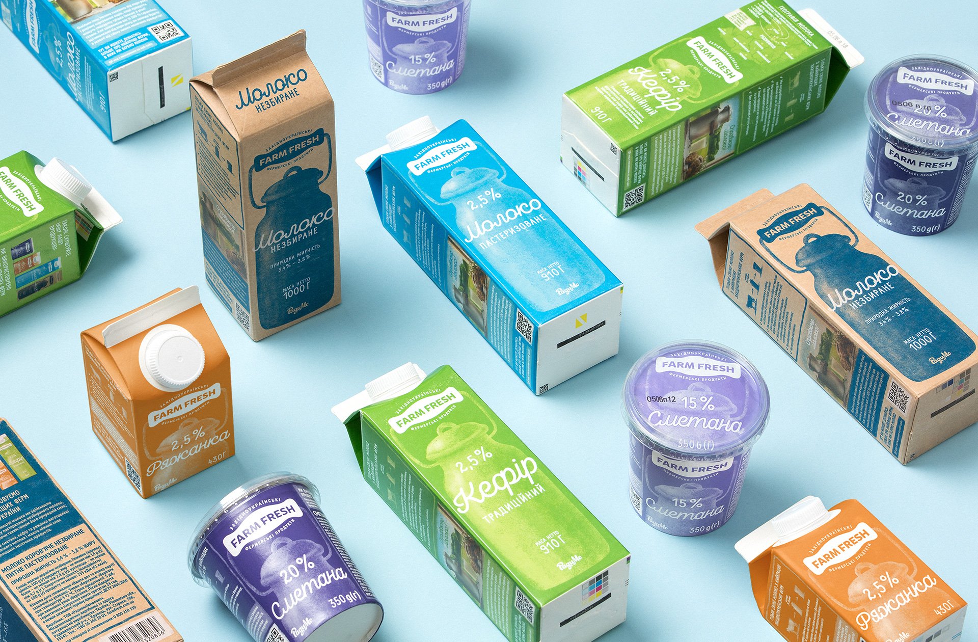 Дизайн упаковки лінійки молочної продукції «Farm Fresh»