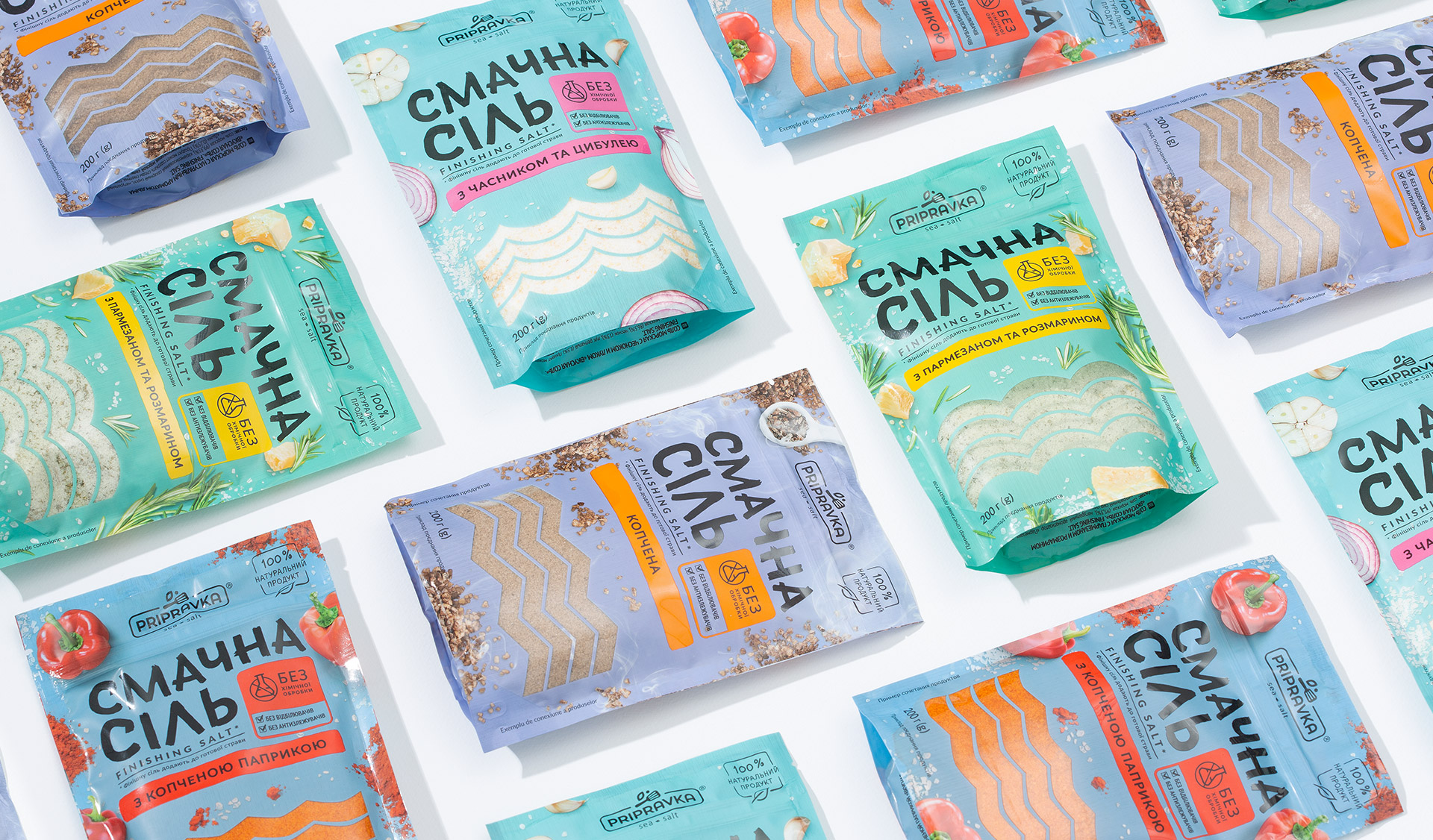 Дизайн серії паковання фінішної солі «Смачна Сіль»